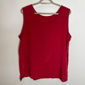 Vtg Deni M Originals Silky Red Sleeveless Blouse XL